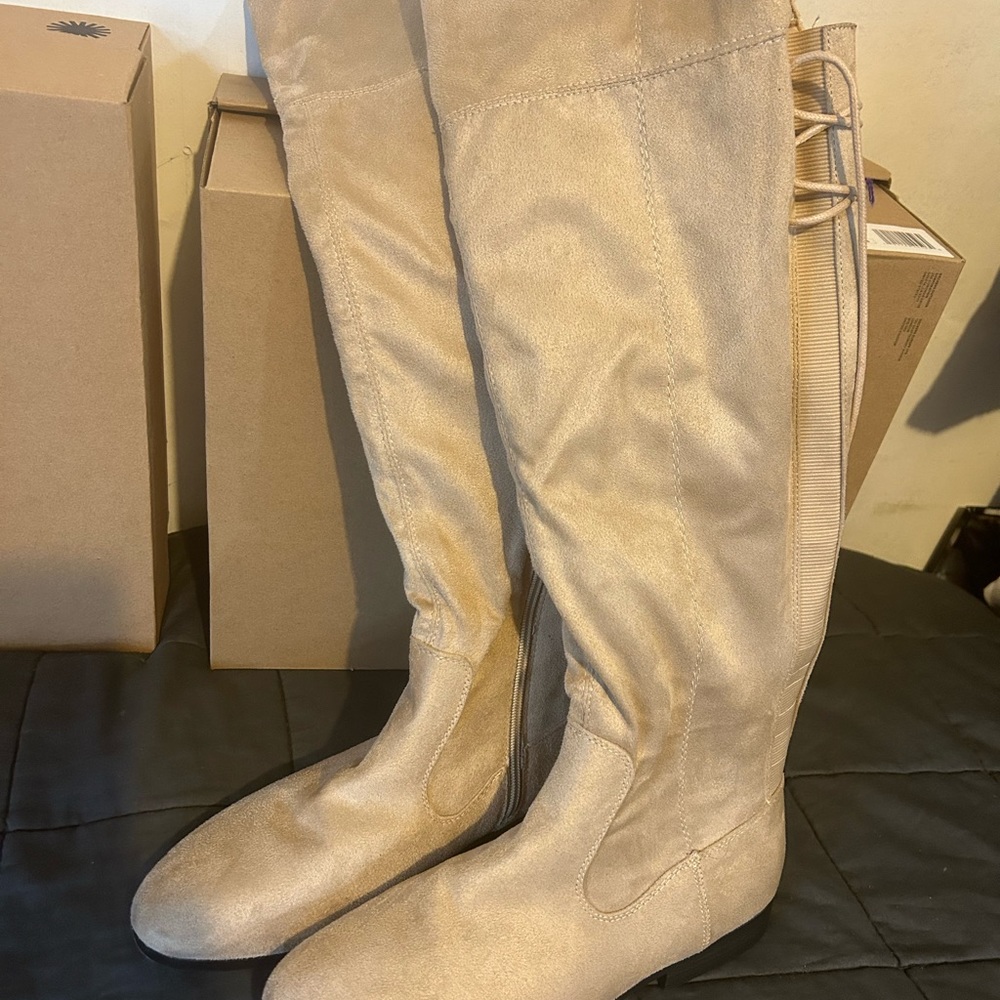 Tall faux suede boots